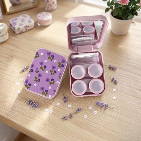 Kit étui à lentilles de contact motif floral - LPO Clair Optic