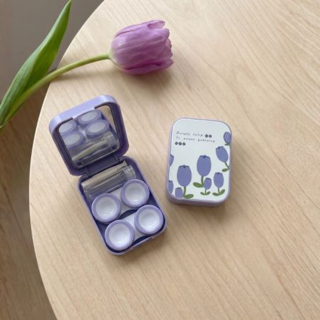 Kit étui à lentilles de contact motif Tulipes