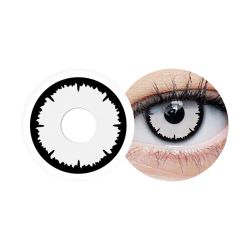 Lentille Halloween oeil blanc disponible avec et sans correction.