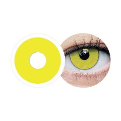 Lentille Halloween oeil jaune disponible avec et sans correction.