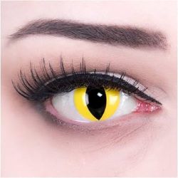 Lentille Halloween effet oeil de chat blanc sans correction.