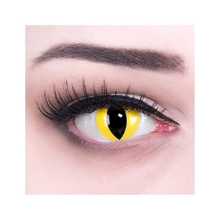 Lentille Halloween effet oeil de chat blanc sans correction.