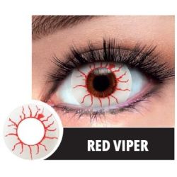Lentille Halloween effet oeil blanc et sang sans correction.