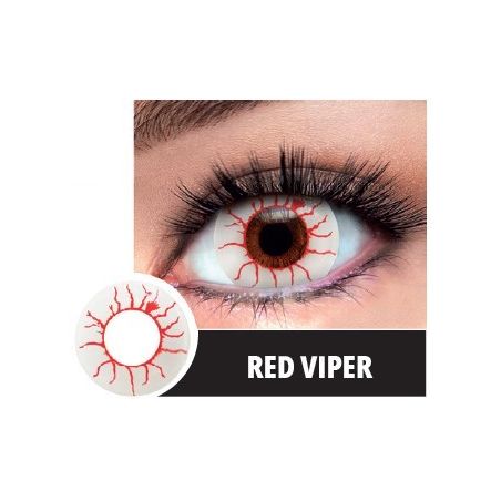 Lentille Halloween effet oeil blanc et sang sans correction.
