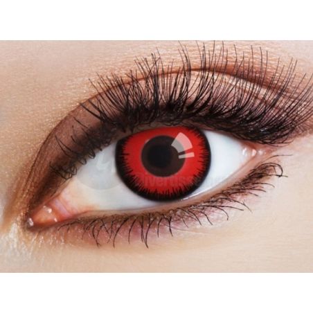 Lentille Halloween effet demon rouge et noir sans correction.
