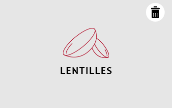 Un dessin en ligne rouge de deux lentilles de contact